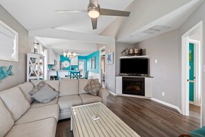 Smart TV, fireplace, DVD player - "Waters Edge 435-B" - Oceanfront Condo w/ Community Pool, 2 Bedrooms / 2 Bathrooms (Holden Beach)
