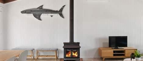 TV, fireplace, offices