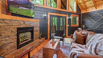 Smart TV, chimenea, videojuegos y reproductor de DVD