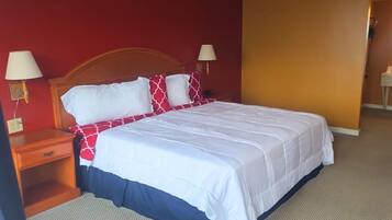 1 bedroom, desk, laptop workspace, blackout curtains