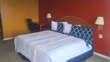 1 bedroom, desk, laptop workspace, blackout curtains