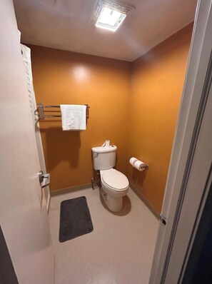 Designer toiletries, hair dryer, towels