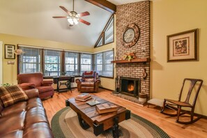 House, 3 Bedrooms, Fireplace | Living room | Fireplace - Creekside Cottage Star 5 Vacations (Black Mountain)