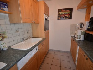 Fridge, microwave, dishwasher