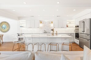 Fridge, microwave, oven, stovetop - 1409 South Beach Villa: BESTNEST by Beverly Serral - 50 YDS to Beach! (Hilton Head Island)