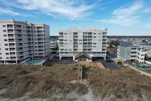 Stunning coastal views from the balcony area of this multi-story residence.