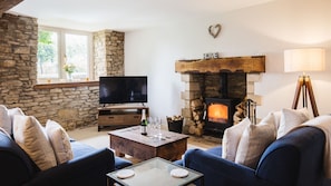 TV, fireplace