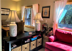 TV connectée, cheminée, lecteur de DVD