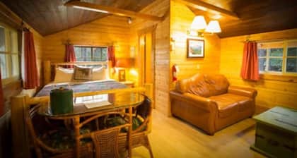 Pine Cabin, Wood Fireplace, Bathtub Only