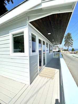 Exterior detail - Waterfront Cabin on Camano Island with hot tub and outdoor patio. (Camano)