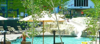 Slope Side Retreat next to the Waterfall w/ Grand Mountain Views!