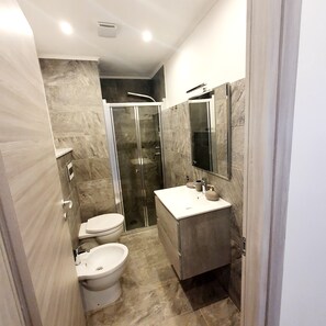 Regadera, bidet, toallas 