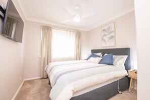 3 bedrooms, iron/ironing board, travel cot, WiFi