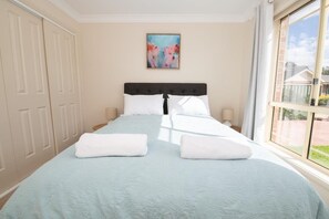 2 bedrooms, iron/ironing board, travel crib, WiFi