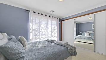 4 bedrooms, iron/ironing board, travel cot, WiFi