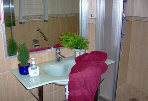 Dusche, Haartrockner, Handtücher