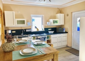 Kühlschrank, Mikrowelle, Herdplatte, Geschirrspüler
