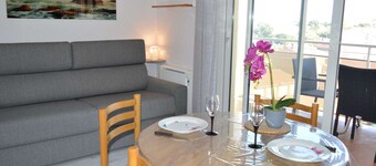 Studio Cabin 4 pers, near beach, AC, parking, pets allowed