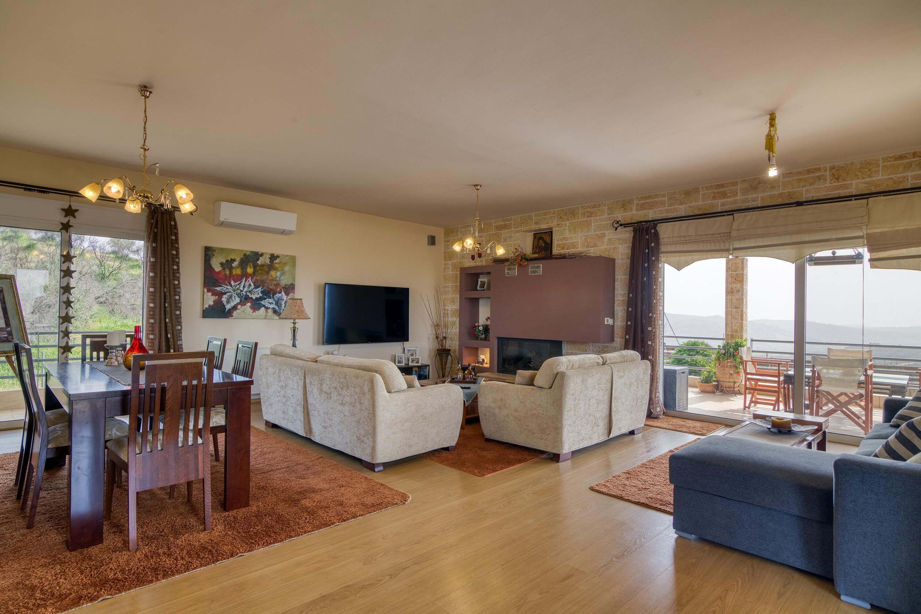 Family House, 1 Bedroom, Balcony, Mountainside (The House Olympia) | Living area | Flat-screen TV