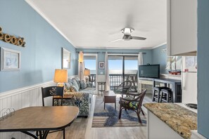 Flat-screen TV, DVD player