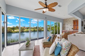 TV, fireplace, offices - Beautiful Home Across Street From Beach! (Sanibel)