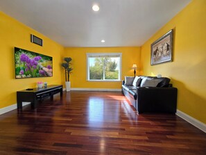 Smart TV, fireplace, video games, foosball