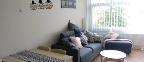 TV, foosball, table tennis, books