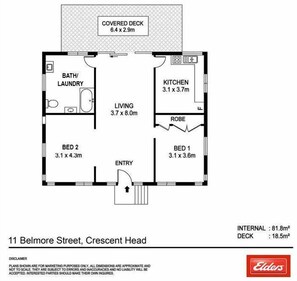 Floor plan - WALK TO THE BEACH FROM THIS KILLICK CREEK HIDEAWAY (Crescent Head)