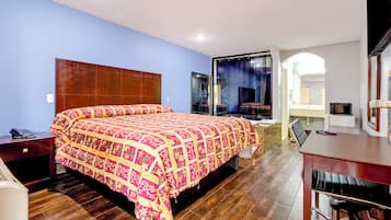 Desk, free WiFi, bed sheets