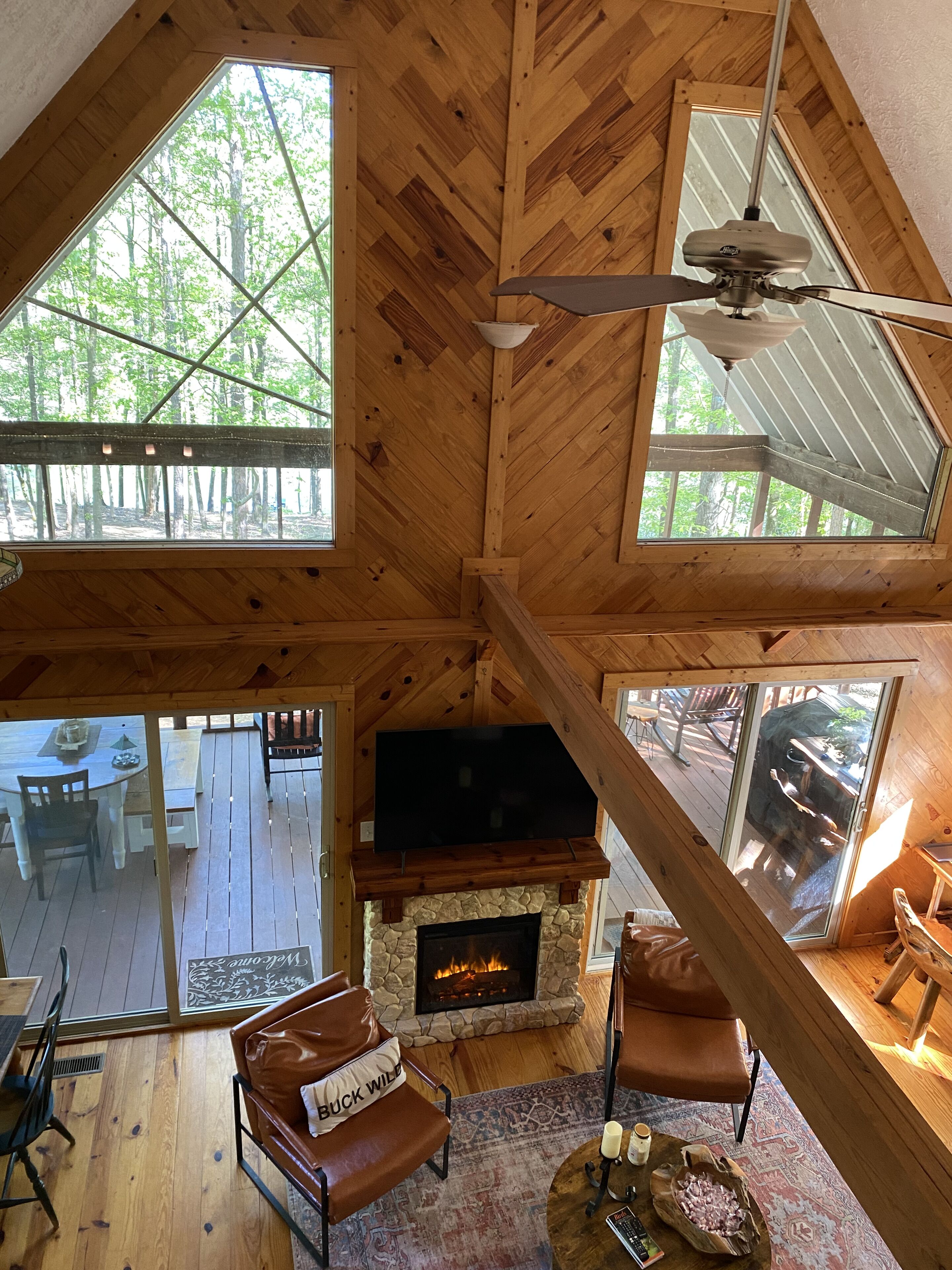 智能電視、壁爐、書籍