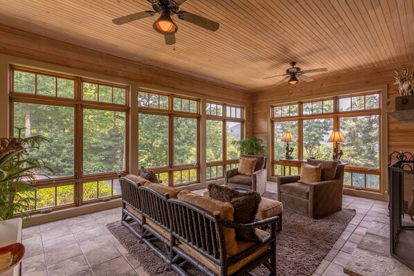 TV, fireplace, video games, table football