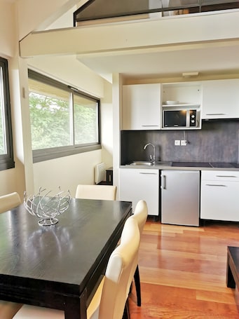 Apartment for 4 persons | Private kitchenette | Fridge, microwave, highchair, cookware/dishes/utensils