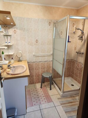 Hair dryer, soap, toilet paper