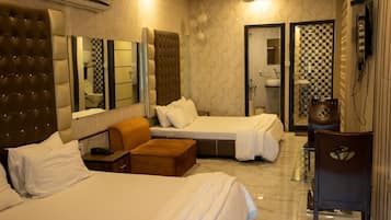 In-room safe, desk, laptop workspace, soundproofing