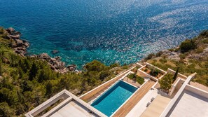 An infinity pool, a heated pool