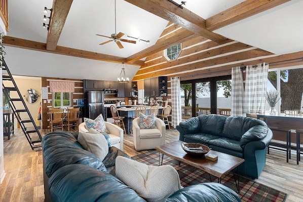 Smart TV, fireplace, table football, offices