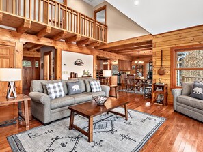 Smart TV, fireplace, foosball, books