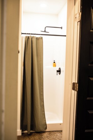 Regadera, secadora de cabello, toallas, jabón 