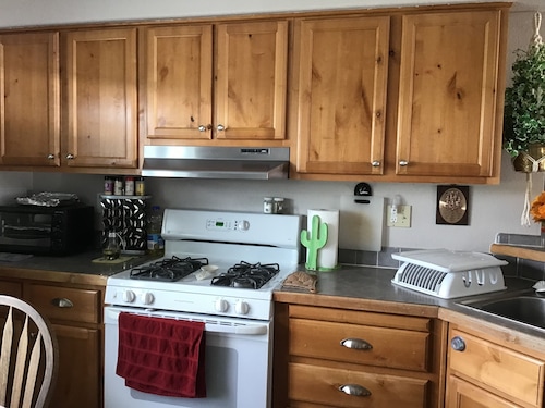 Bright and cheerful. With glorious sunrise/sunset views, close to Glacier park.