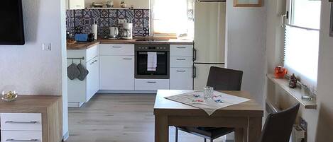 Fridge, microwave, oven, highchair