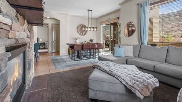 TV, fireplace, offices
