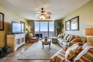 TV - Majestic Beachfront 2BR | Balcony, Pools & Stunning Views (Panama City Beach)