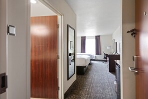 Down comforters, pillowtop beds, in-room safe, desk