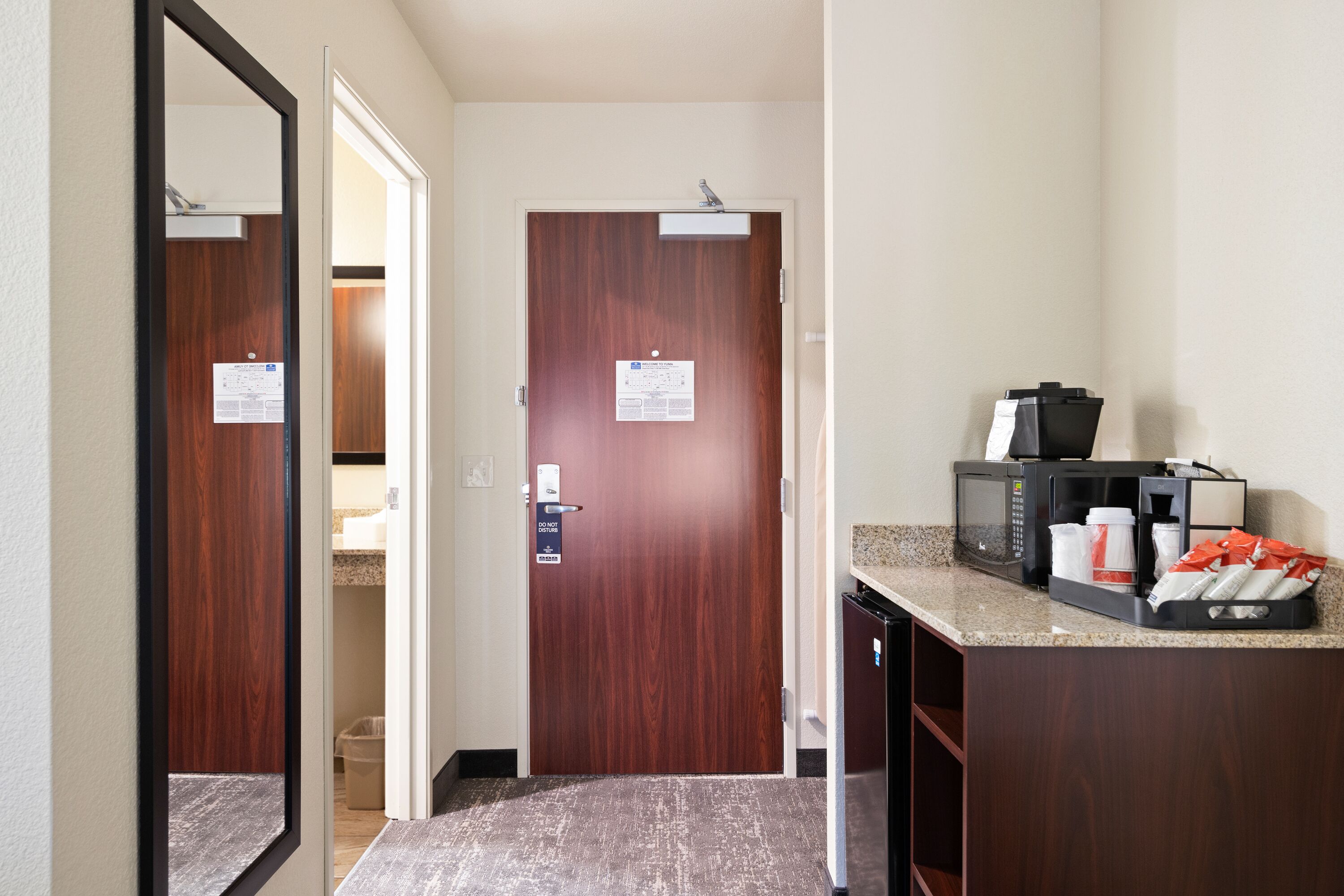 down duvets, pillow-top beds, in-room safe, desk