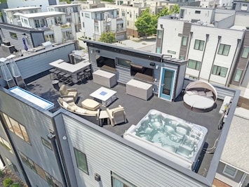 Memories are made on the rooftop with the private hot tub ready and waiting for you. Who’s ready to come and stay in this fun filled home?