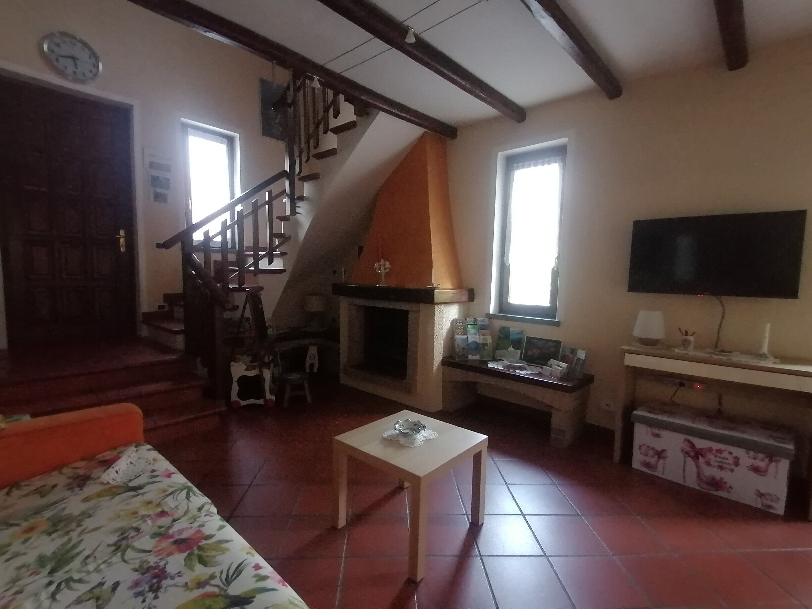 TV, caminetto, lettore DVD, impianto stereo