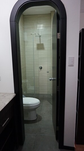 Shower, hair dryer, towels, soap - Modern Luxury Studio Apartment Downtown (Quito)