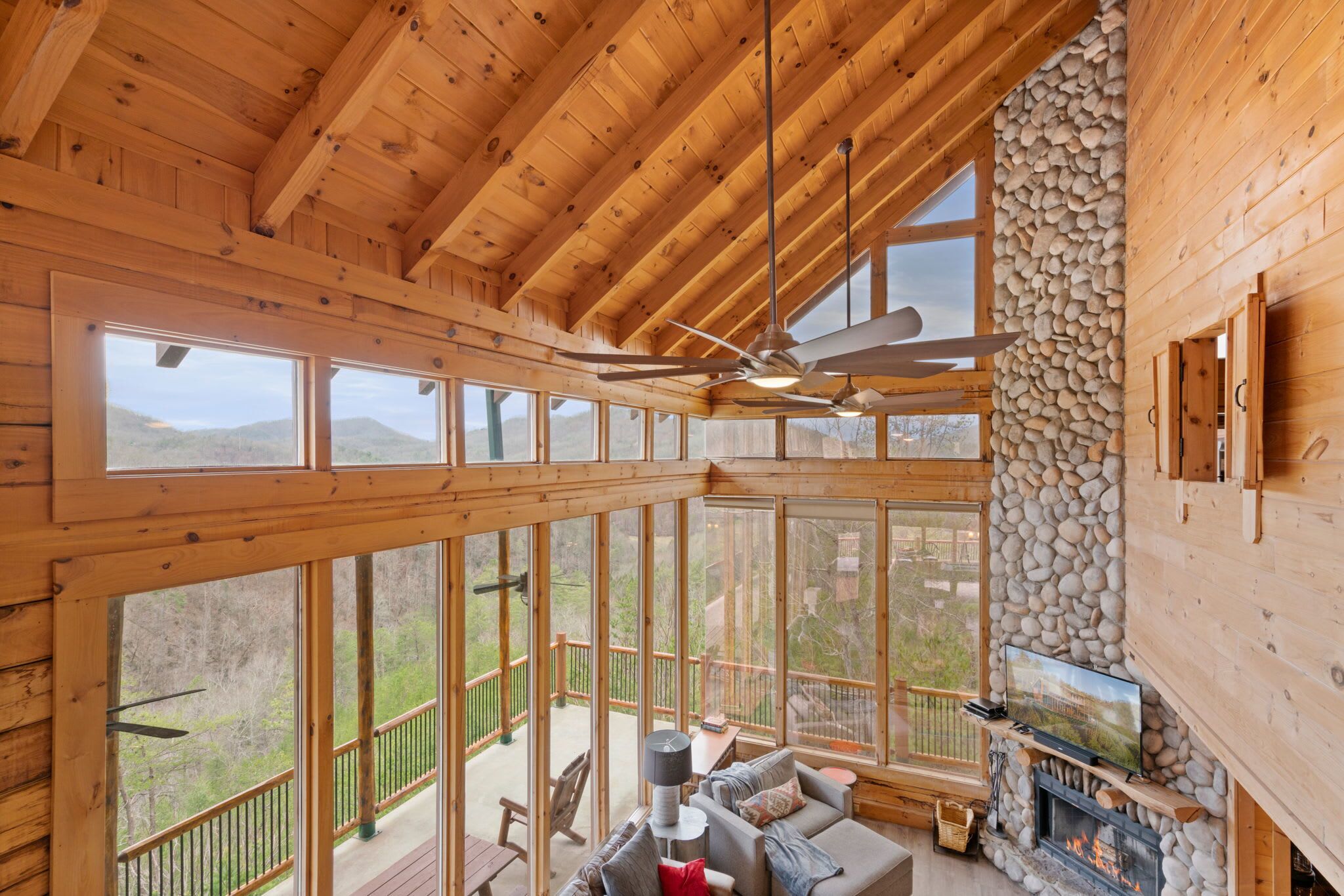 Televisión y chimenea 