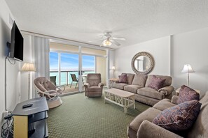 TV, DVD player - Crescent Keyes 605-3BR/2BA Oceanfront condo in Crescent Beach (North Myrtle Beach)