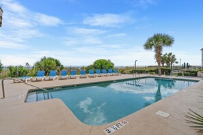 Outdoor pool, sun loungers